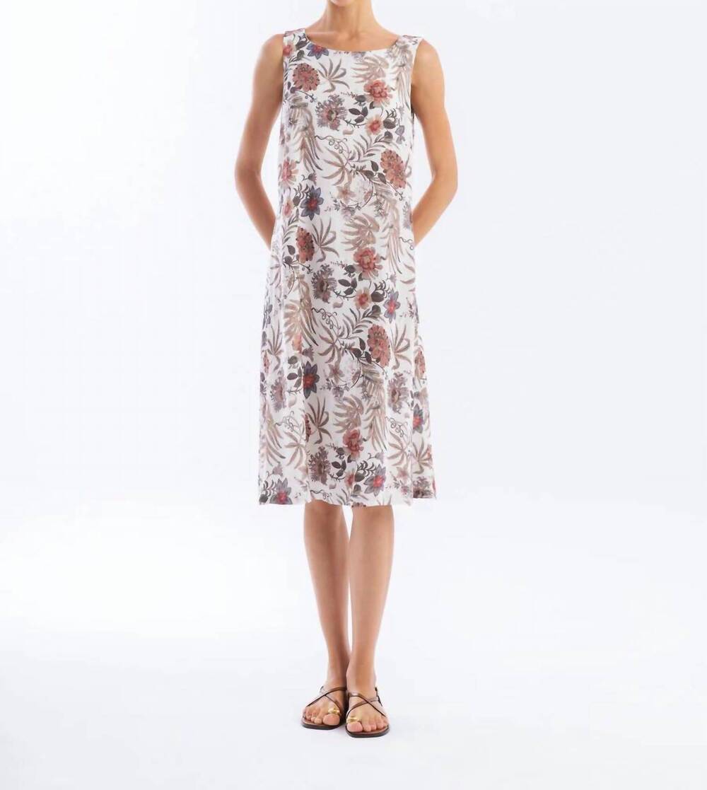 NEW HARIS COTTON printed linen blend dress in copper